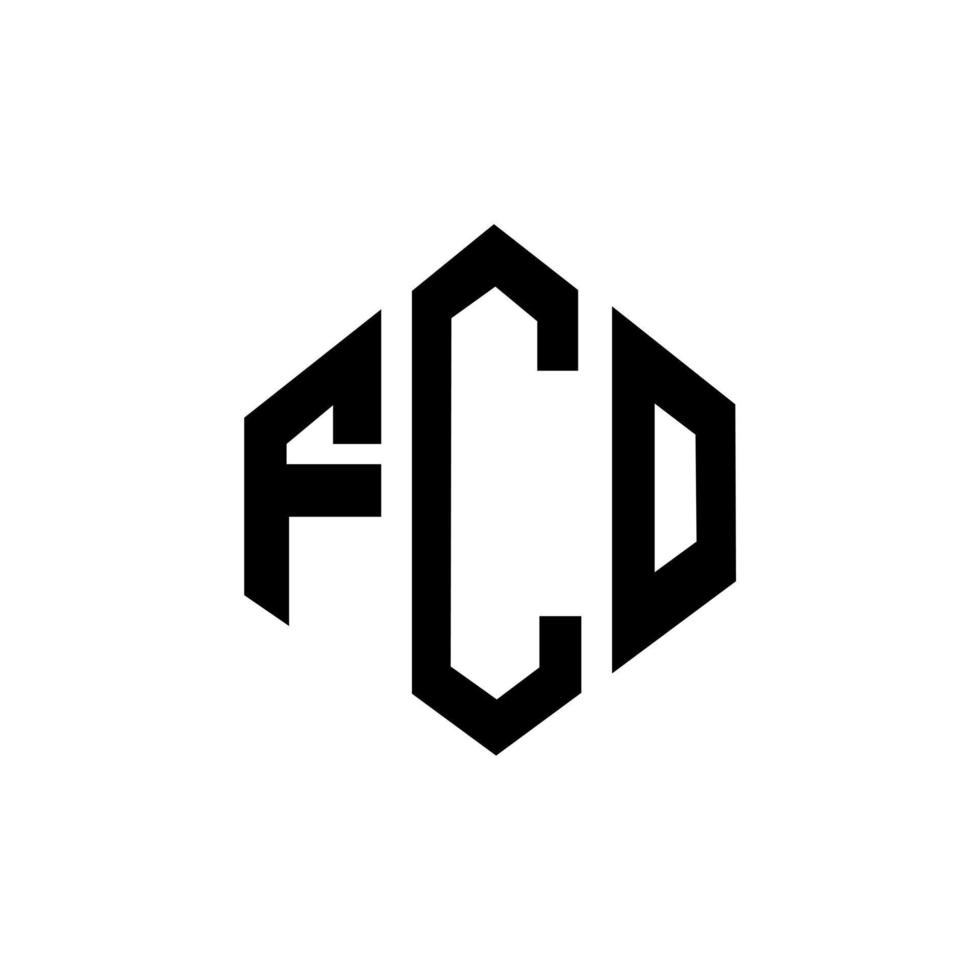 fco bokstavslogotypdesign med polygonform. fco polygon och kubform logotypdesign. fco hexagon vektor logotyp mall vita och svarta färger. fco monogram, affärs- och fastighetslogotyp.