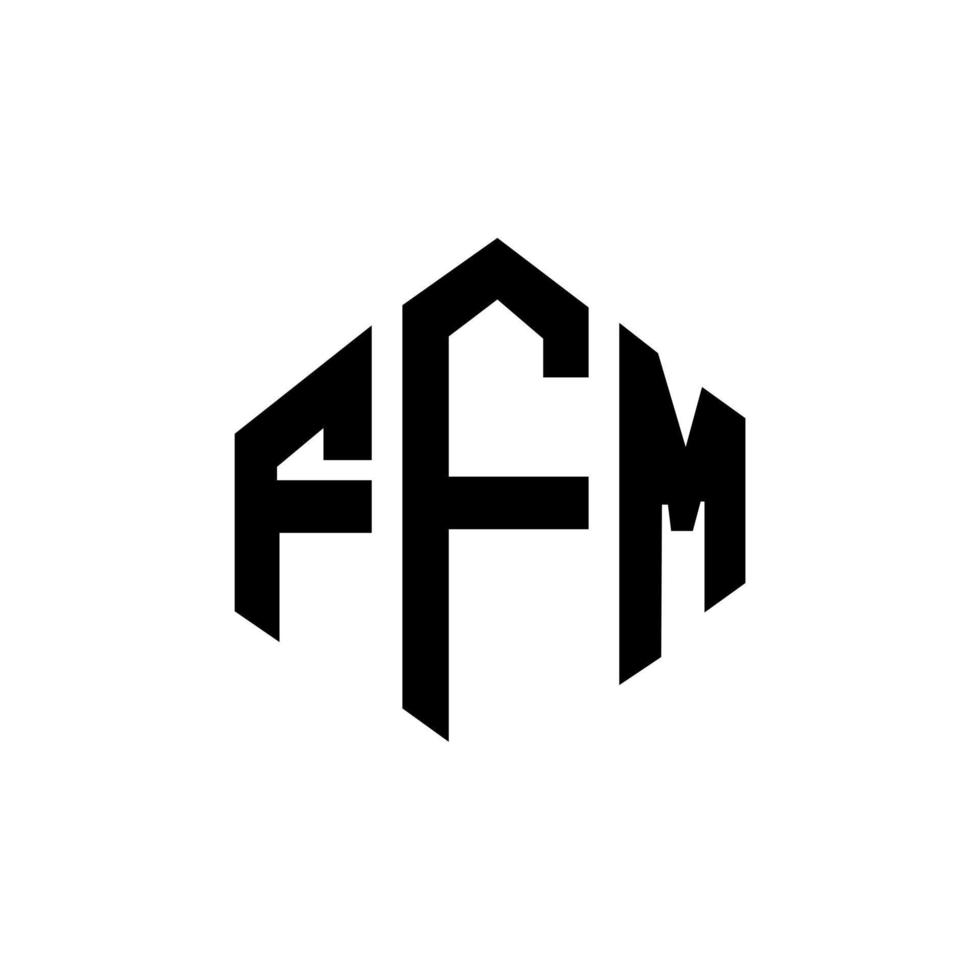 ffm bokstavslogotypdesign med polygonform. ffm polygon och kubform logotypdesign. ffm hexagon vektor logotyp mall vita och svarta färger. ffm-monogram, affärs- och fastighetslogotyp.