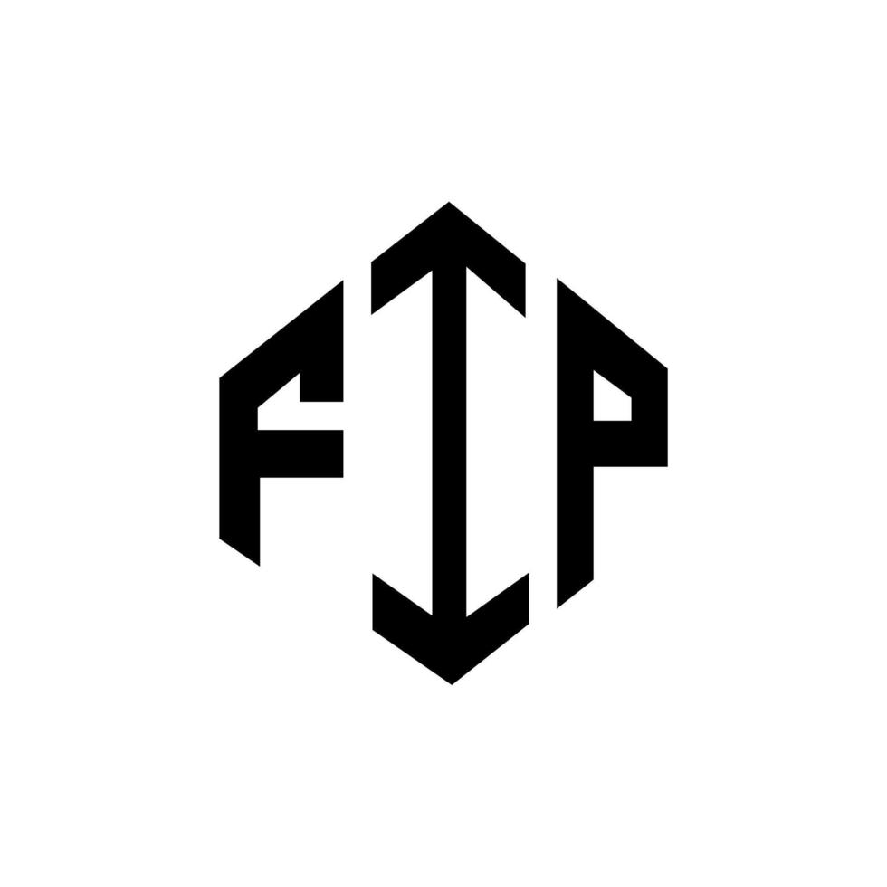 fip brev logotyp design med polygon form. fip polygon och kubform logotypdesign. fip hexagon vektor logotyp mall vita och svarta färger. fip monogram, affärs- och fastighetslogotyp.