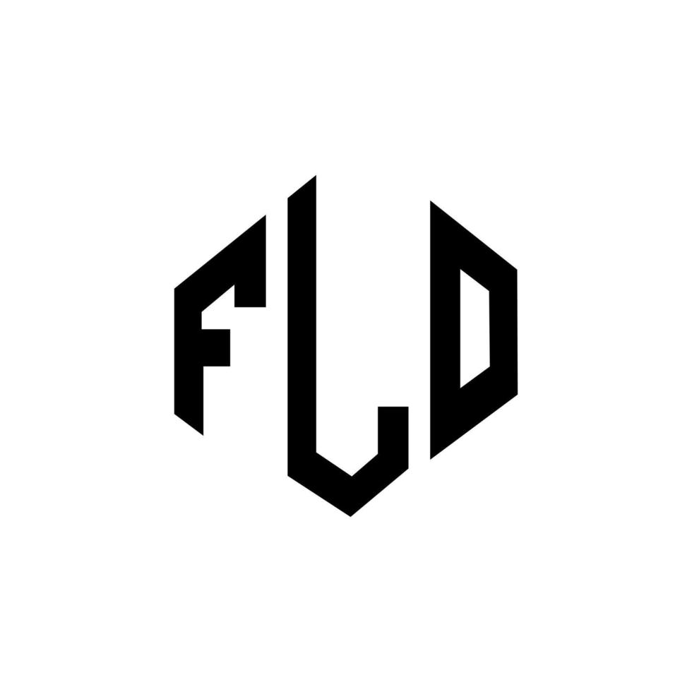 Flo letter logotyp design med polygon form. flo polygon och kubform logotypdesign. flo hexagon vektor logotyp mall vita och svarta färger. flo monogram, affärs- och fastighetslogotyp.