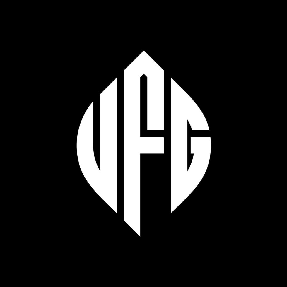 ufg-Kreisbuchstaben-Logo-Design mit Kreis- und Ellipsenform. ufg Ellipsenbuchstaben mit typografischem Stil. Die drei Initialen bilden ein Kreislogo. ufg-Kreis-Emblem abstrakter Monogramm-Buchstaben-Markierungsvektor. vektor