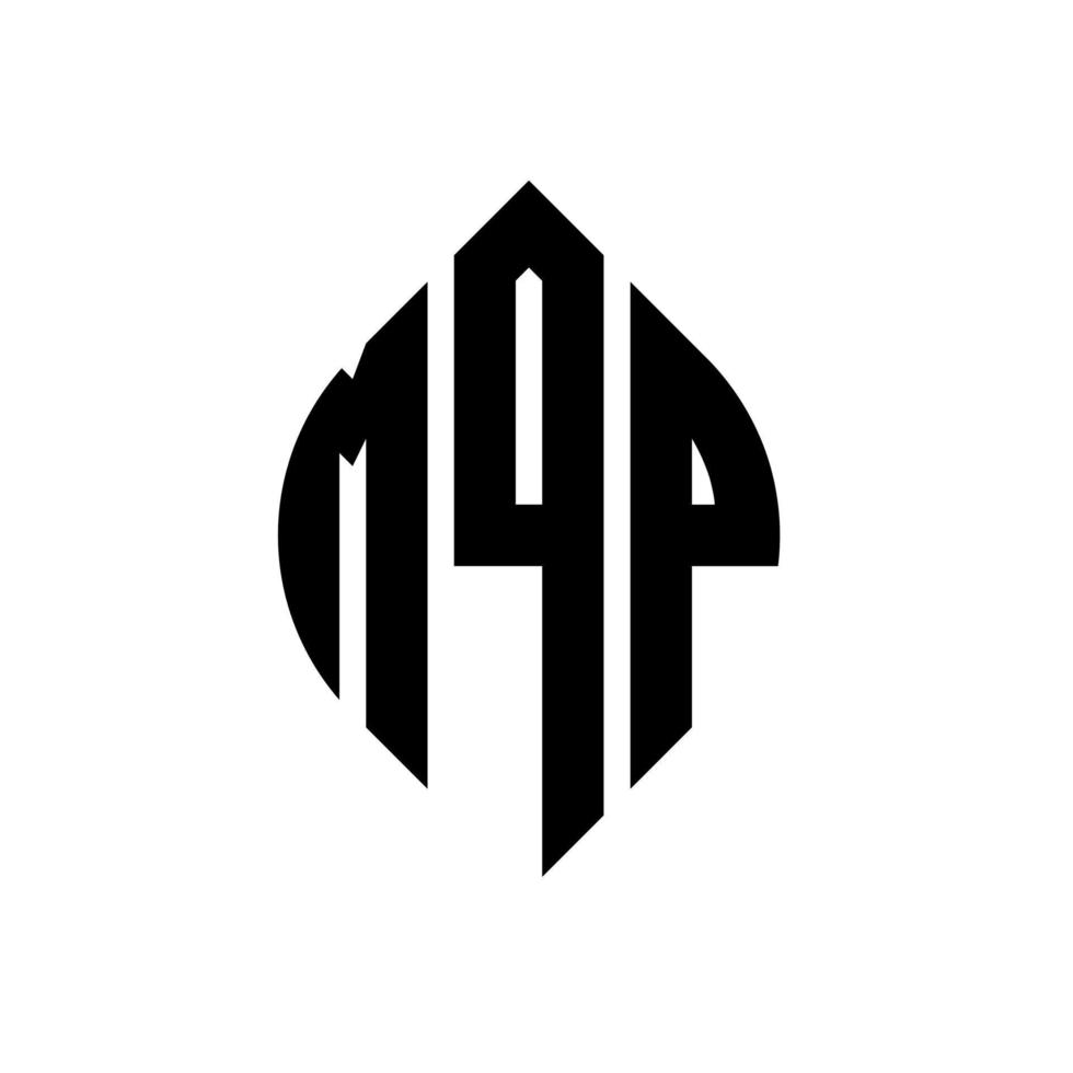 mqp-Kreisbuchstaben-Logo-Design mit Kreis- und Ellipsenform. mqp-Ellipsenbuchstaben mit typografischem Stil. Die drei Initialen bilden ein Kreislogo. mqp-Kreis-Emblem abstrakter Monogramm-Buchstaben-Markierungsvektor. vektor