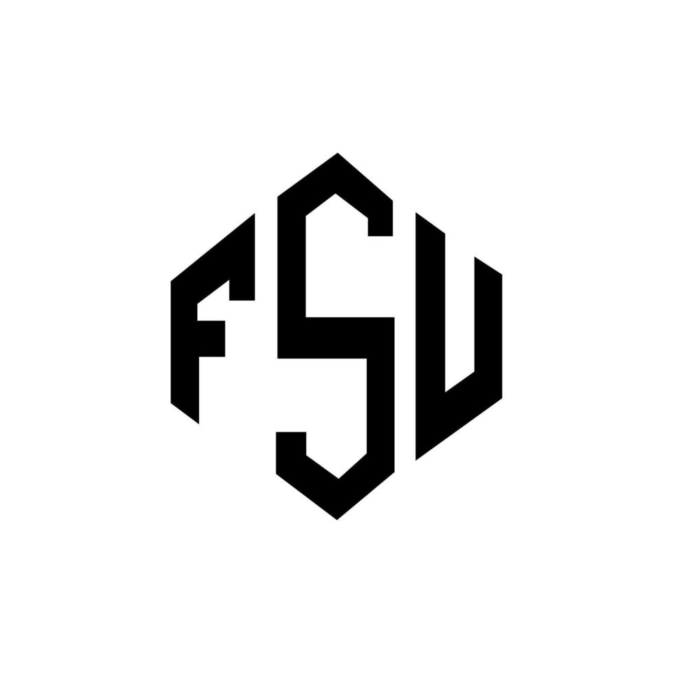 fsu bokstavslogotypdesign med polygonform. fsu polygon och kubform logotypdesign. fsu hexagon vektor logotyp mall vita och svarta färger. fsu monogram, affärs- och fastighetslogotyp.