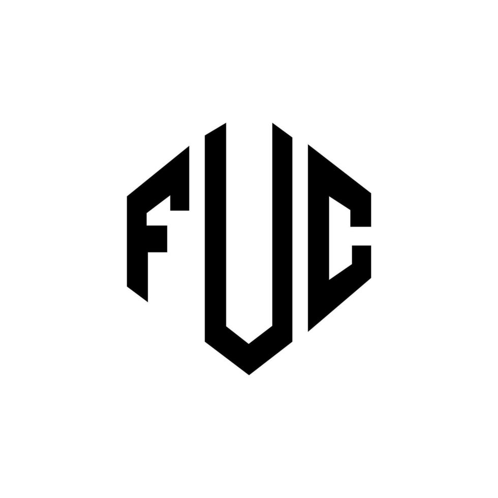 fuc brev logotyp design med polygon form. fuc polygon och kubform logotypdesign. fuc hexagon vektor logotyp mall vita och svarta färger. fuc monogram, affärs- och fastighetslogotyp.