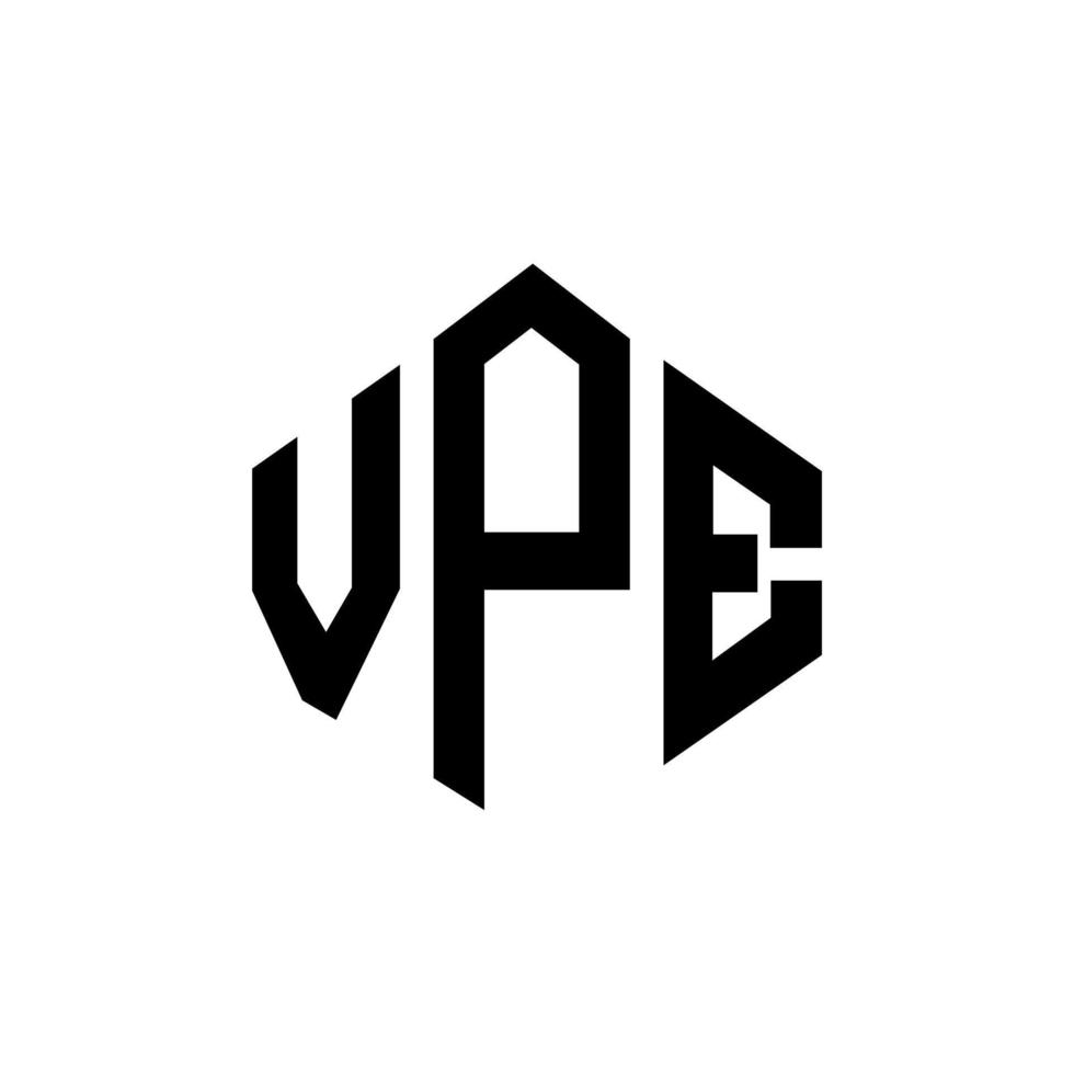 vpe-bokstavslogotypdesign med polygonform. vpe polygon och kubform logotypdesign. vpe hexagon vektor logotyp mall vita och svarta färger. vpe-monogram, affärs- och fastighetslogotyp.