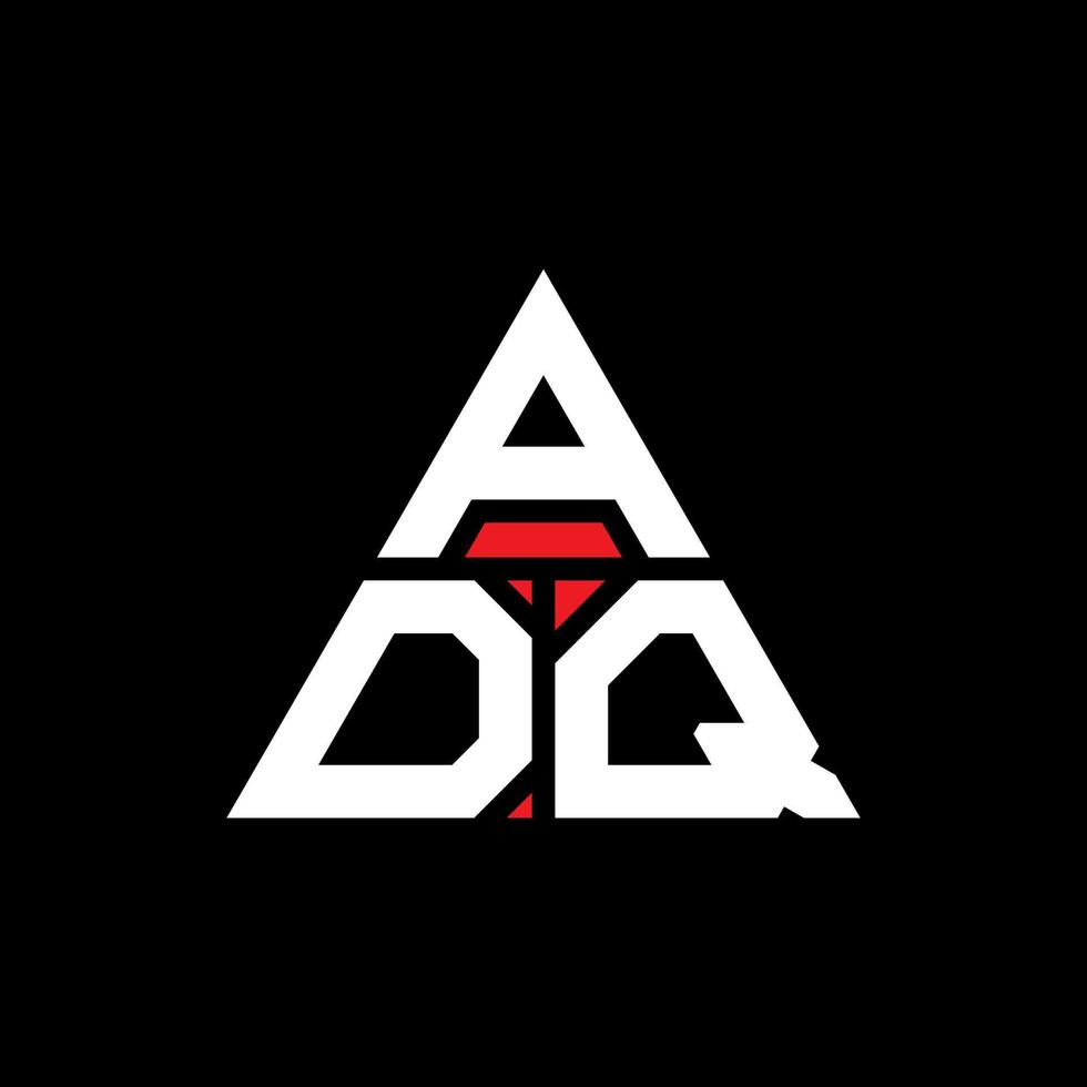 adq triangel bokstavslogotypdesign med triangelform. adq triangel logotyp design monogram. adq triangel vektor logotyp mall med röd färg. adq triangulär logotyp enkel, elegant och lyxig logotyp.