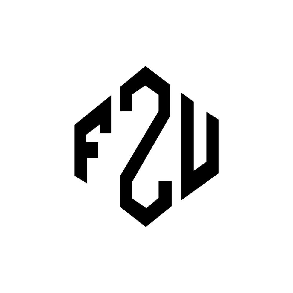 fzu bokstavslogotypdesign med polygonform. fzu polygon och kubform logotypdesign. fzu hexagon vektor logotyp mall vita och svarta färger. fzu monogram, affärs- och fastighetslogotyp.