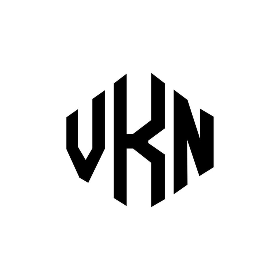 vkn brev logotyp design med polygon form. vkn polygon och kubform logotypdesign. vkn hexagon vektor logotyp mall vita och svarta färger. vkn monogram, affärs- och fastighetslogotyp.