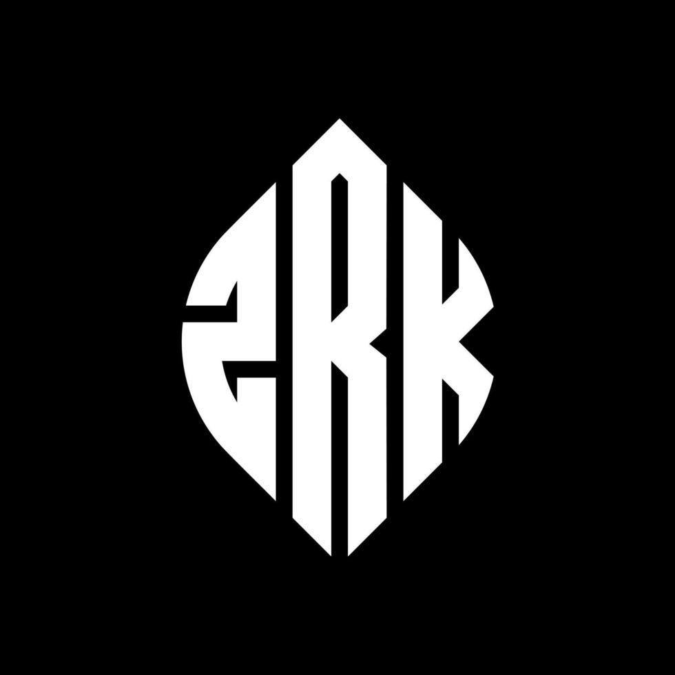 zrk-Kreis-Buchstaben-Logo-Design mit Kreis- und Ellipsenform. zrk Ellipsenbuchstaben mit typografischem Stil. Die drei Initialen bilden ein Kreislogo. zrk-Kreis-Emblem abstrakter Monogramm-Buchstaben-Markierungsvektor. vektor