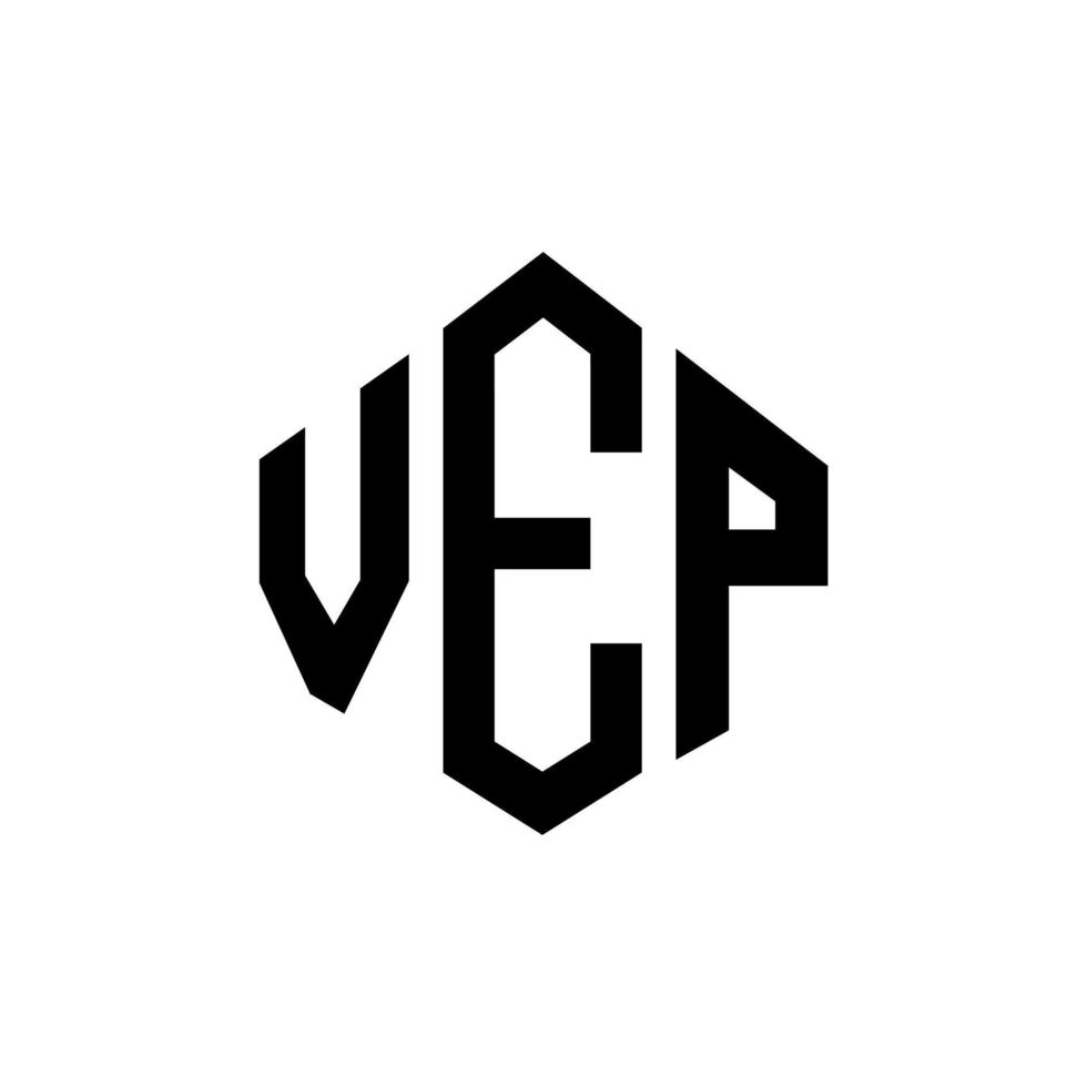 vep brev logotyp design med polygon form. vep polygon och kubform logotypdesign. vep hexagon vektor logotyp mall vita och svarta färger. vep monogram, affärs- och fastighetslogotyp.