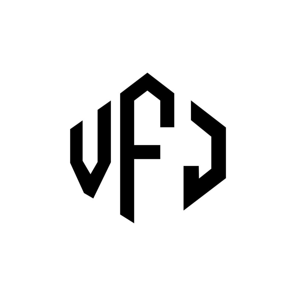 vfj-Brief-Logo-Design mit Polygonform. vfj Polygon- und Würfelform-Logo-Design. vfj Sechseck-Vektor-Logo-Vorlage in weißen und schwarzen Farben. vfj-Monogramm, Geschäfts- und Immobilienlogo. vektor