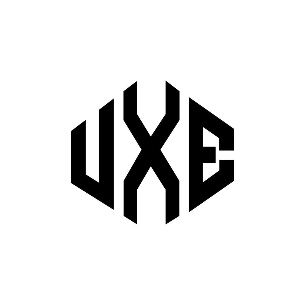 uxe-Buchstaben-Logo-Design mit Polygonform. uxe Polygon- und Würfelform-Logo-Design. uxe Sechseck-Vektor-Logo-Vorlage in weißen und schwarzen Farben. uxe-monogramm, geschäfts- und immobilienlogo. vektor