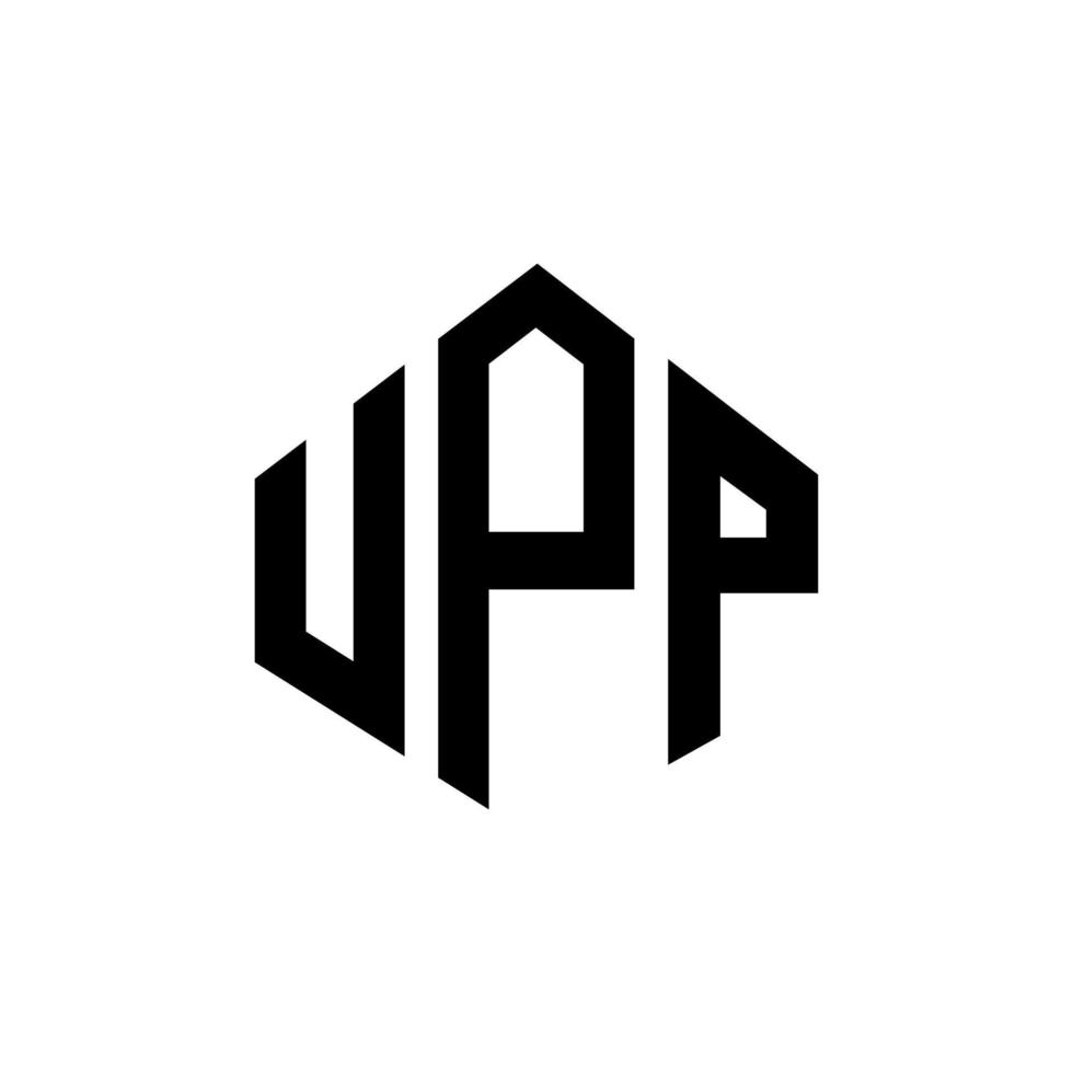 upp-Buchstaben-Logo-Design mit Polygonform. upp Polygon- und Würfelform-Logo-Design. upp Sechseck-Vektor-Logo-Vorlage in weißen und schwarzen Farben. upp-monogramm, geschäfts- und immobilienlogo. vektor