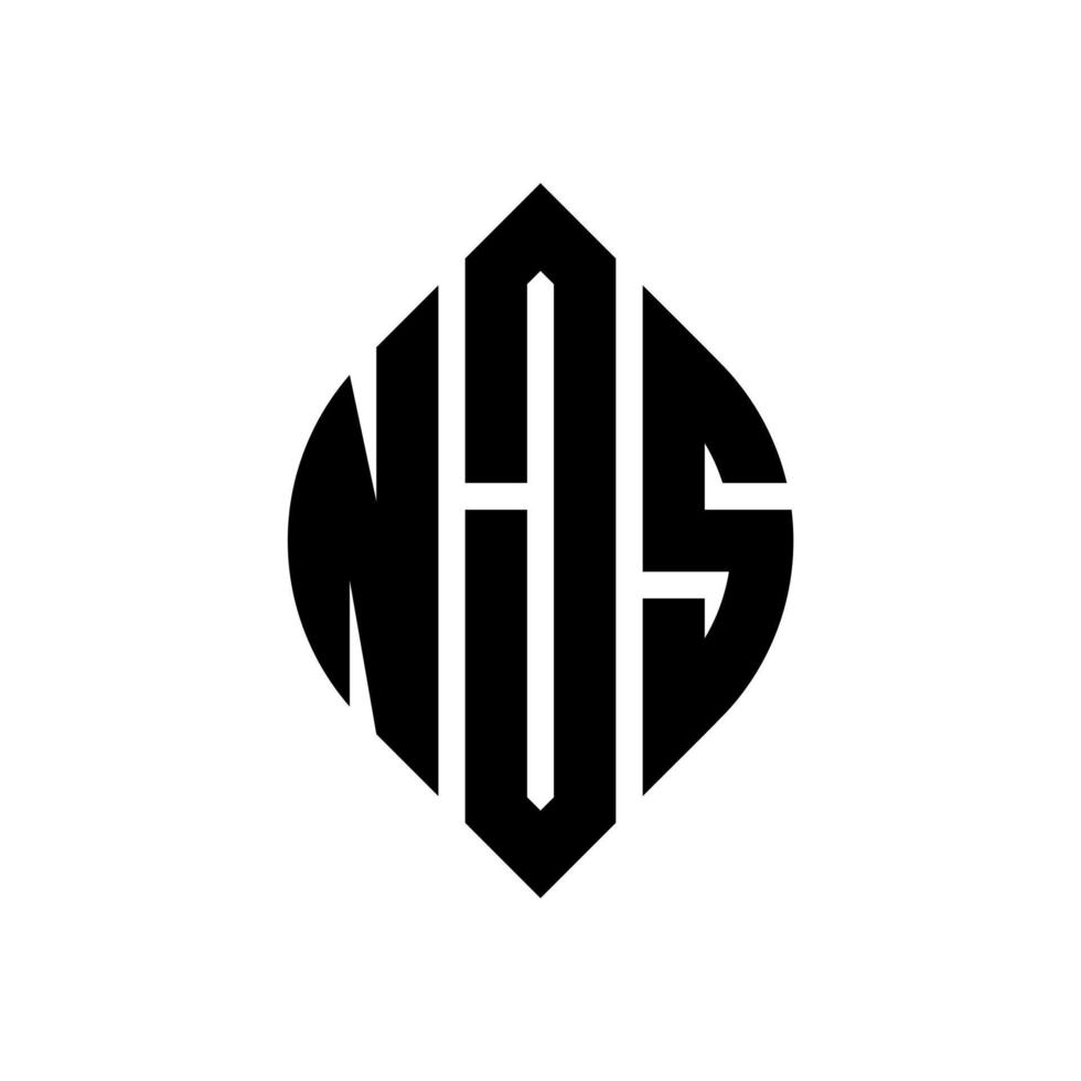 njs-Kreisbuchstaben-Logo-Design mit Kreis- und Ellipsenform. njs Ellipsenbuchstaben mit typografischem Stil. Die drei Initialen bilden ein Kreislogo. njs Kreisemblem abstrakter Monogramm-Buchstabenmarkierungsvektor. vektor