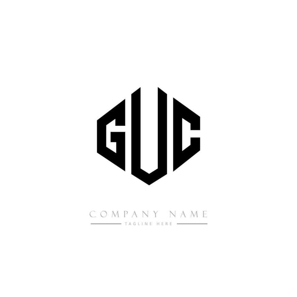 guc letter logotyp design med polygon form. guc polygon och kubform logotypdesign. guc hexagon vektor logotyp mall vita och svarta färger. guc monogram, affärs- och fastighetslogotyp.