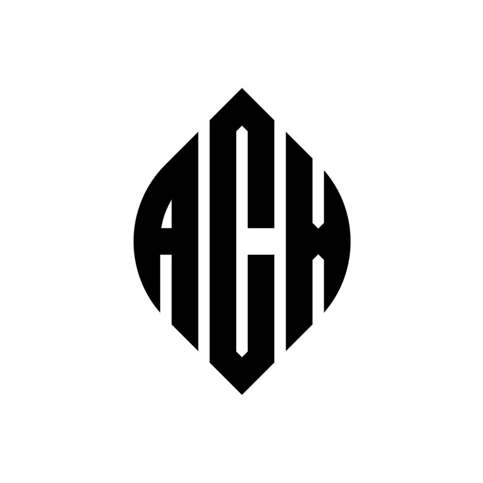 acx cirkelbokstavslogotypdesign med cirkel och ellipsform. acx ellipsbokstäver med typografisk stil. de tre initialerna bildar en cirkellogotyp. acx cirkel emblem abstrakt monogram bokstav märke vektor. vektor