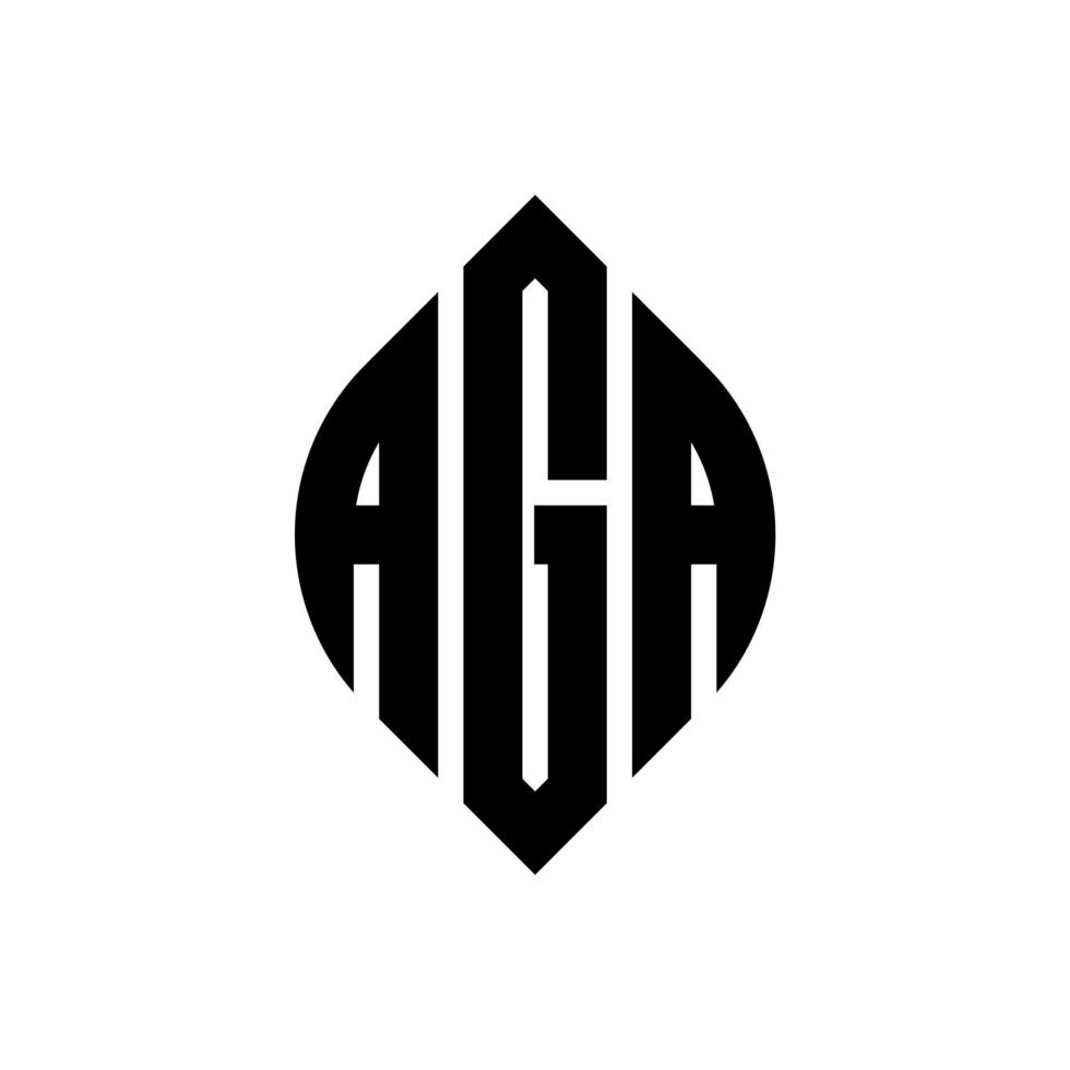 Aga-Kreis-Buchstaben-Logo-Design mit Kreis- und Ellipsenform. Aga-Ellipsenbuchstaben mit typografischem Stil. Die drei Initialen bilden ein Kreislogo. Aga-Kreis-Emblem abstrakter Monogramm-Buchstaben-Markierungsvektor. vektor