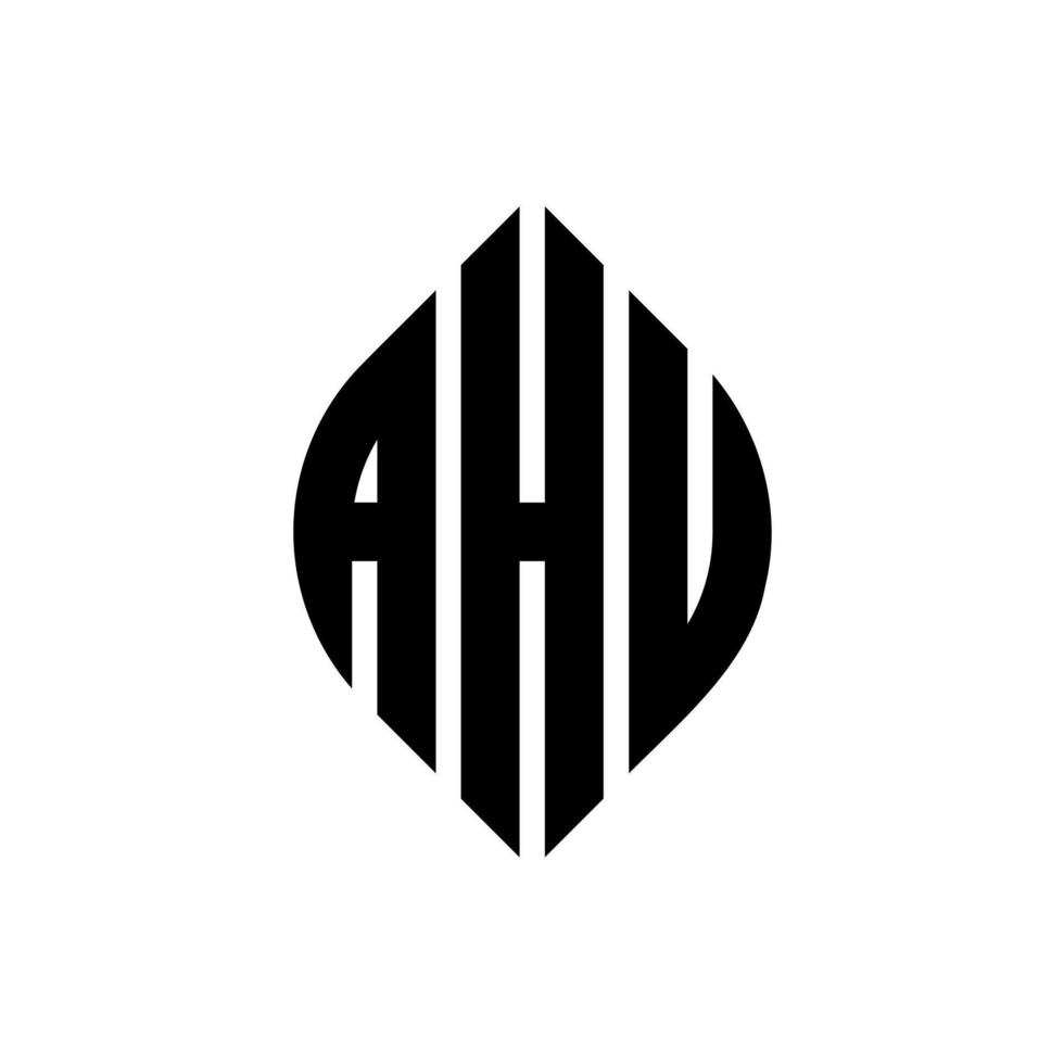 ahu-Kreis-Buchstaben-Logo-Design mit Kreis- und Ellipsenform. ahu ellipsenbuchstaben mit typografischem stil. Die drei Initialen bilden ein Kreislogo. ahu-Kreis-Emblem abstrakter Monogramm-Buchstaben-Markierungsvektor. vektor