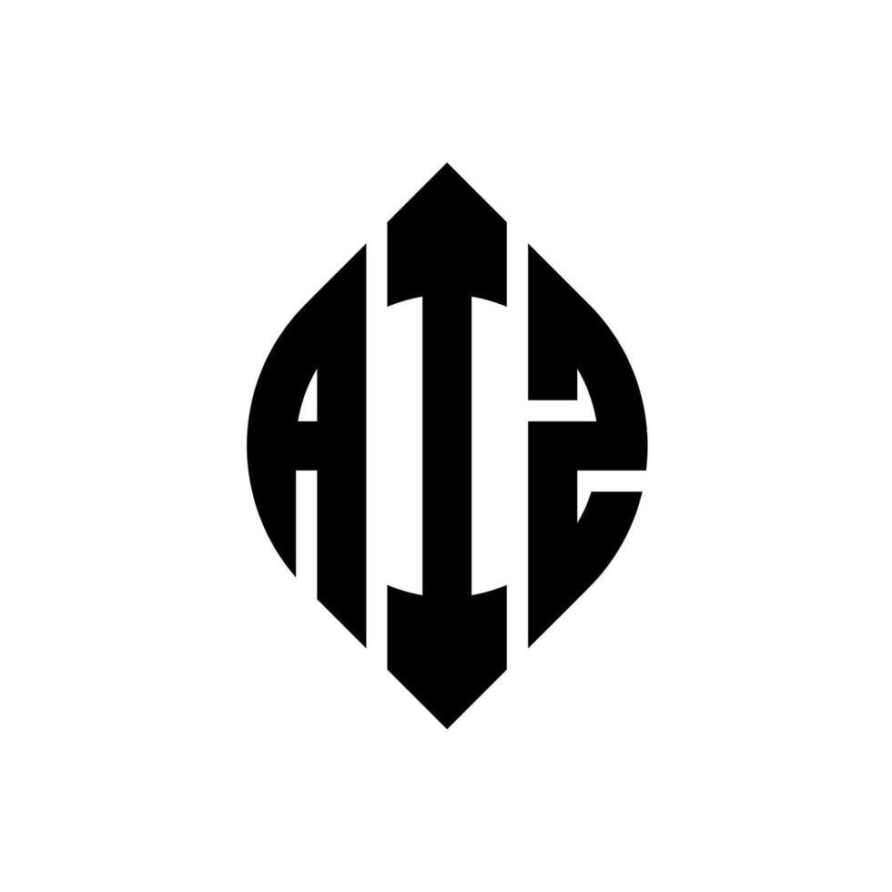 aiz-Kreisbuchstaben-Logo-Design mit Kreis- und Ellipsenform. aiz ellipsenbuchstaben mit typografischem stil. Die drei Initialen bilden ein Kreislogo. aiz-Kreis-Emblem abstrakter Monogramm-Buchstaben-Markierungsvektor. vektor