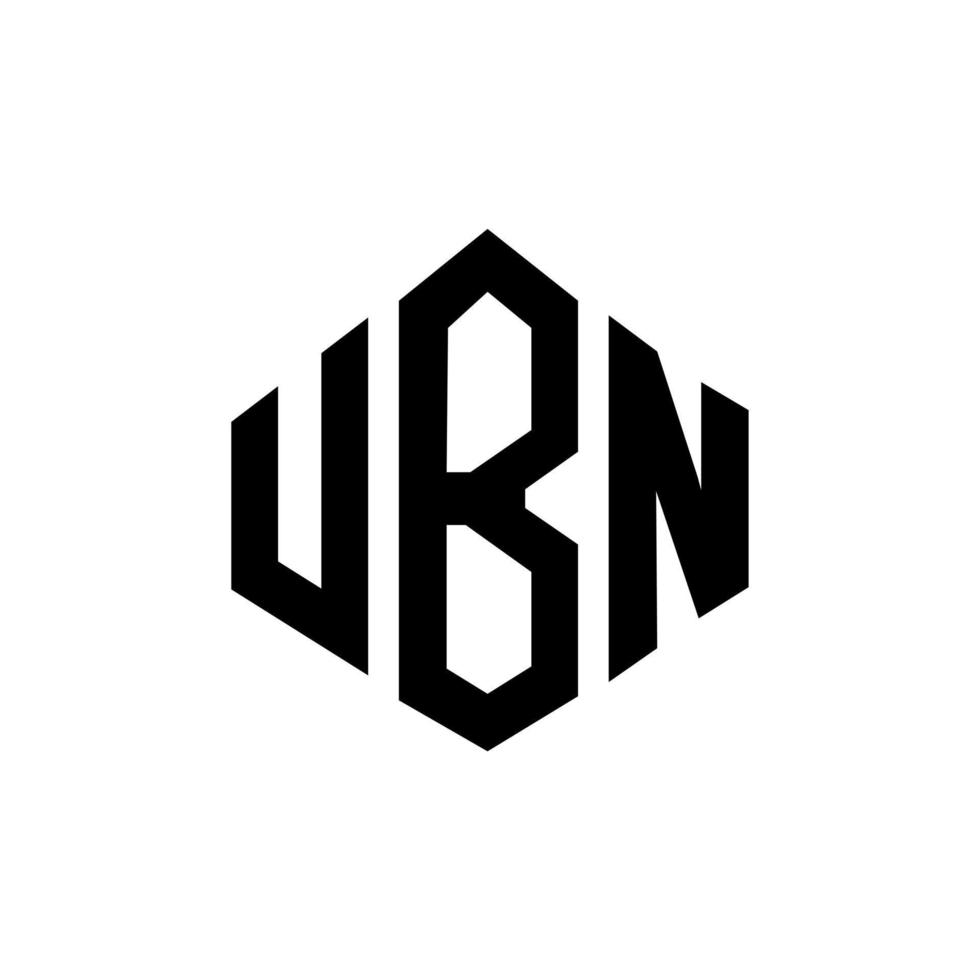 ubn brev logotyp design med polygon form. ubn polygon och kubform logotypdesign. ubn hexagon vektor logotyp mall vita och svarta färger. ubn monogram, affärs- och fastighetslogotyp.