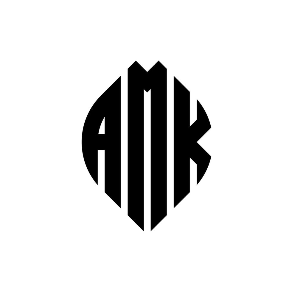 Amk-Kreis-Buchstaben-Logo-Design mit Kreis- und Ellipsenform. amk ellipsenbuchstaben mit typografischem stil. Die drei Initialen bilden ein Kreislogo. Amk-Kreis-Emblem abstrakter Monogramm-Buchstaben-Markenvektor. vektor