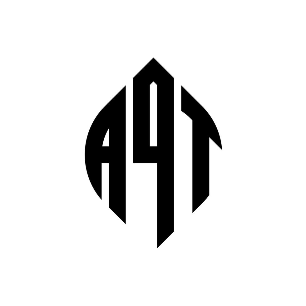 aqt cirkelbokstavslogotypdesign med cirkel- och ellipsform. aqt ellipsbokstäver med typografisk stil. de tre initialerna bildar en cirkellogotyp. aqt cirkel emblem abstrakt monogram bokstaven märke vektor. vektor