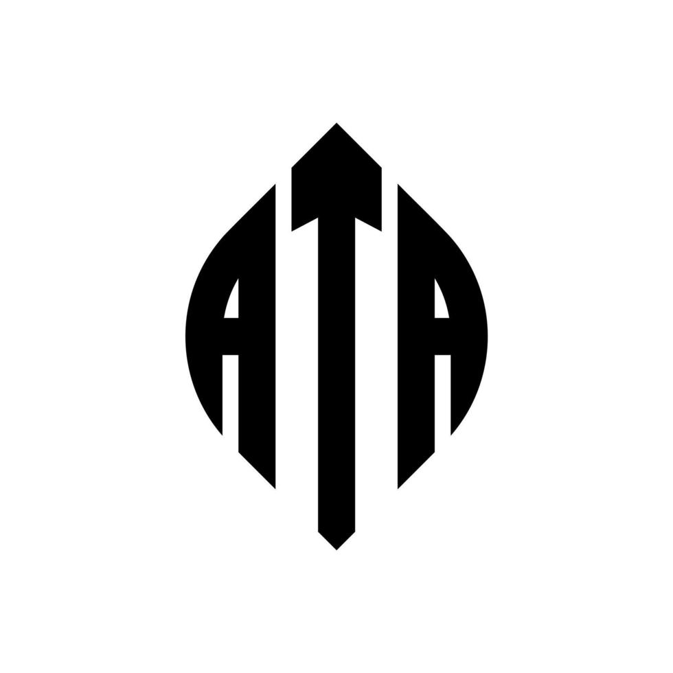 ata cirkel bokstavslogotyp design med cirkel och ellipsform. ata ellips bokstäver med typografisk stil. de tre initialerna bildar en cirkellogotyp. ata cirkel emblem abstrakt monogram brev märke vektor. vektor