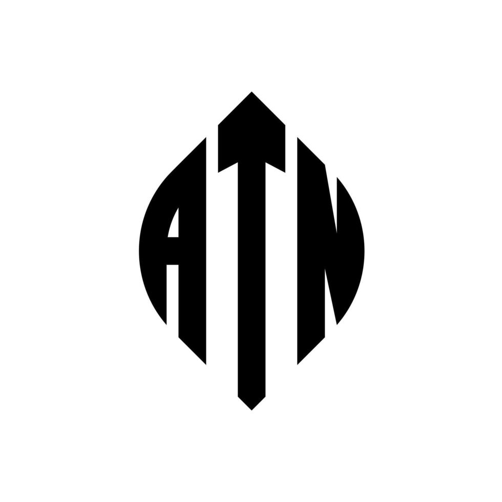 atn cirkel bokstavslogotyp design med cirkel och ellipsform. atn ellipsbokstäver med typografisk stil. de tre initialerna bildar en cirkellogotyp. atn cirkel emblem abstrakt monogram brev märke vektor. vektor