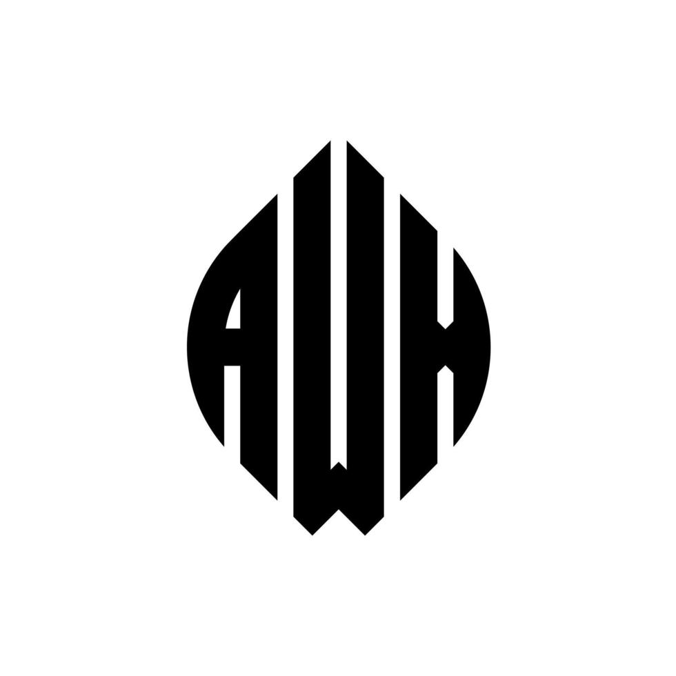 awx-Kreisbuchstaben-Logo-Design mit Kreis- und Ellipsenform. awx Ellipsenbuchstaben mit typografischem Stil. Die drei Initialen bilden ein Kreislogo. awx Kreisemblem abstrakter Monogramm-Buchstabenmarkierungsvektor. vektor