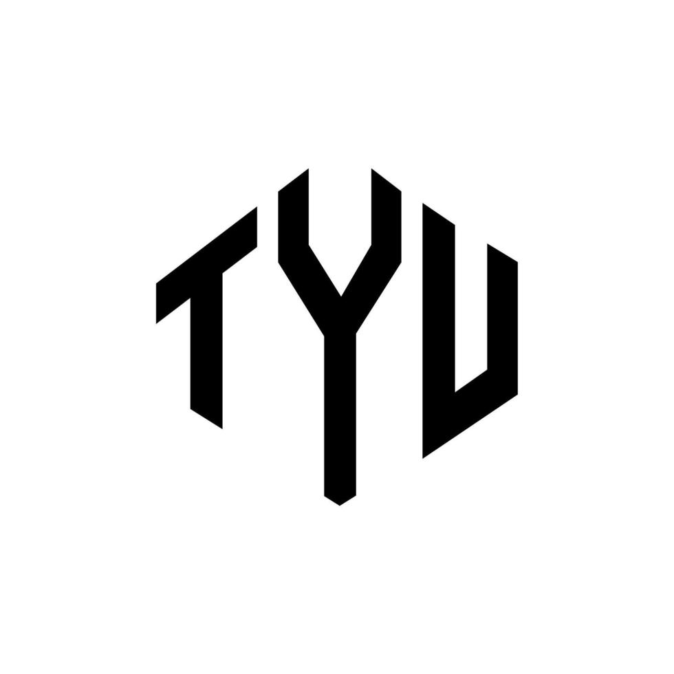 Tyu-Brief-Logo-Design mit Polygonform. Tyu Polygon- und Würfelform-Logo-Design. Tyu Sechseck-Vektor-Logo-Vorlage in weißen und schwarzen Farben. Tyu-Monogramm, Geschäfts- und Immobilienlogo. vektor