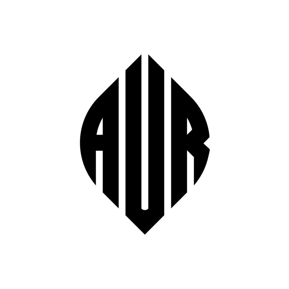 aur-Kreis-Buchstaben-Logo-Design mit Kreis- und Ellipsenform. aur ellipsenbuchstaben mit typografischem stil. Die drei Initialen bilden ein Kreislogo. Aur-Kreis-Emblem abstrakter Monogramm-Buchstaben-Markenvektor. vektor