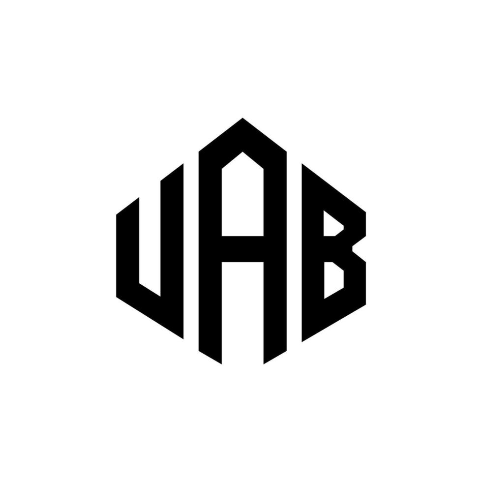 uab bokstavslogotypdesign med polygonform. uab polygon och kubformad logotypdesign. uab hexagon vektor logotyp mall vita och svarta färger. uab monogram, affärs- och fastighetslogotyp.