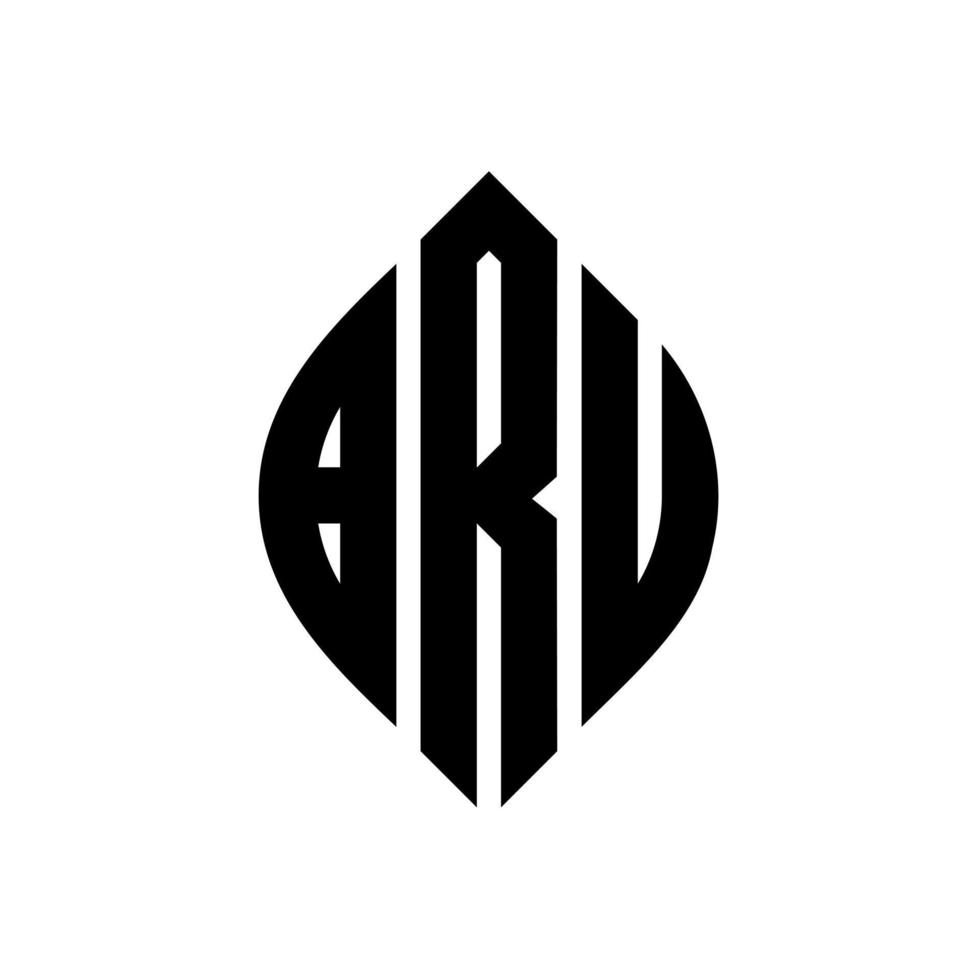 bru-Kreis-Buchstaben-Logo-Design mit Kreis- und Ellipsenform. bru Ellipsenbuchstaben mit typografischem Stil. Die drei Initialen bilden ein Kreislogo. bru-Kreis-Emblem abstrakter Monogramm-Buchstaben-Markenvektor. vektor