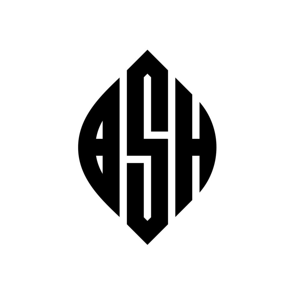 bsh cirkelbokstavslogotypdesign med cirkel och ellipsform. bsh ellipsbokstäver med typografisk stil. de tre initialerna bildar en cirkellogotyp. bsh cirkel emblem abstrakt monogram brev märke vektor. vektor