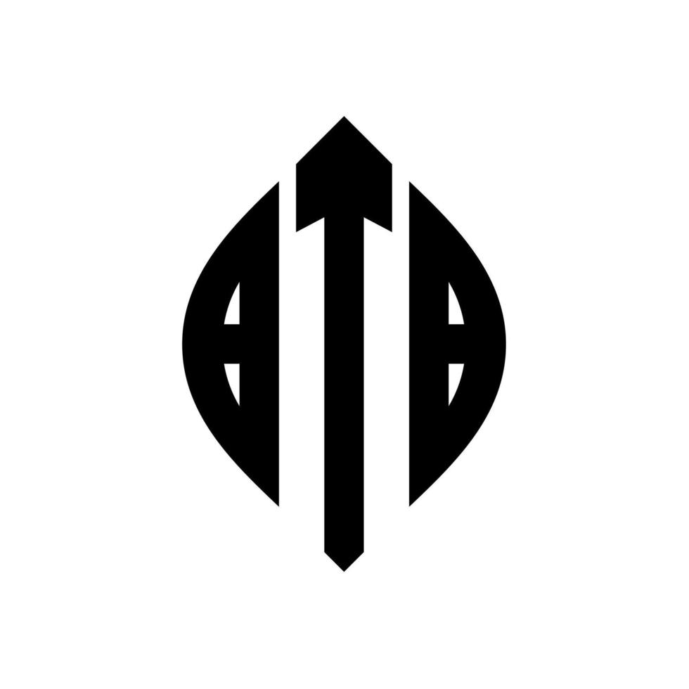 btb-kreisbuchstabe-logo-design mit kreis- und ellipsenform. btb ellipsenbuchstaben mit typografischem stil. Die drei Initialen bilden ein Kreislogo. Btb-Kreis-Emblem abstrakter Monogramm-Buchstaben-Markierungsvektor. vektor