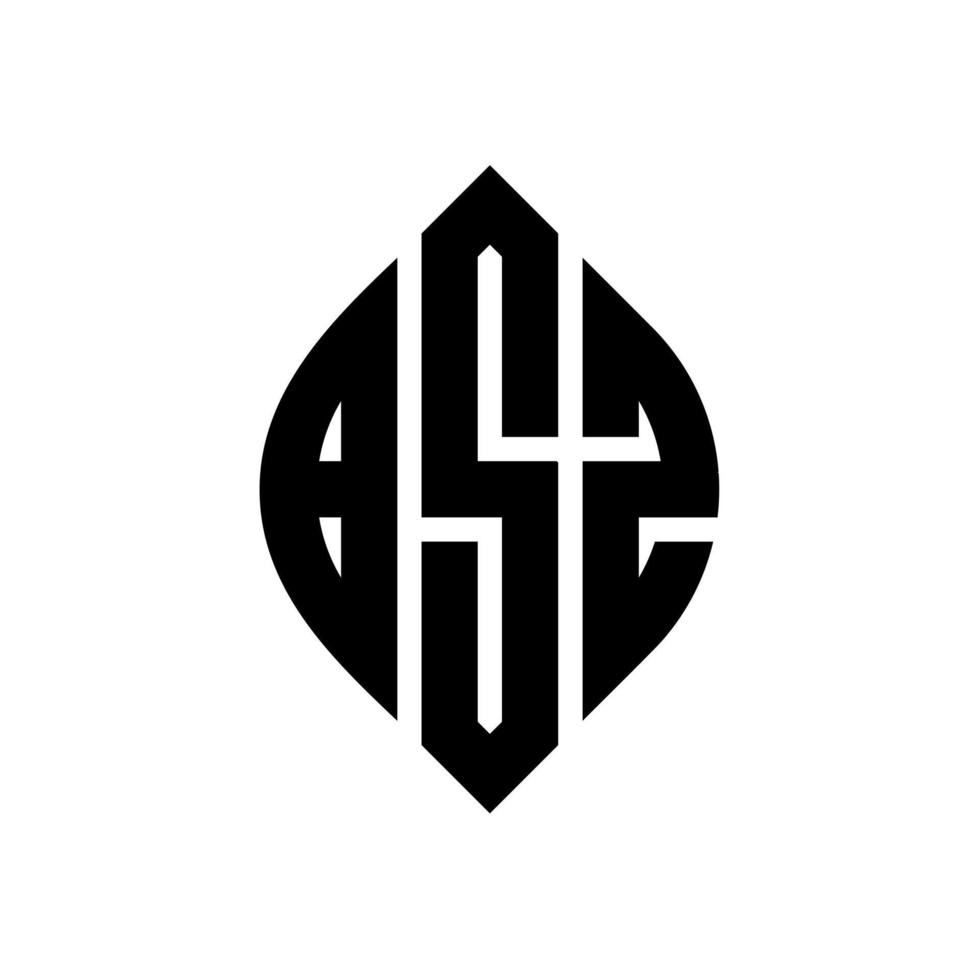 bsz-Kreisbuchstaben-Logo-Design mit Kreis- und Ellipsenform. bsz Ellipsenbuchstaben mit typografischem Stil. Die drei Initialen bilden ein Kreislogo. bsz-Kreis-Emblem abstrakter Monogramm-Buchstaben-Markierungsvektor. vektor