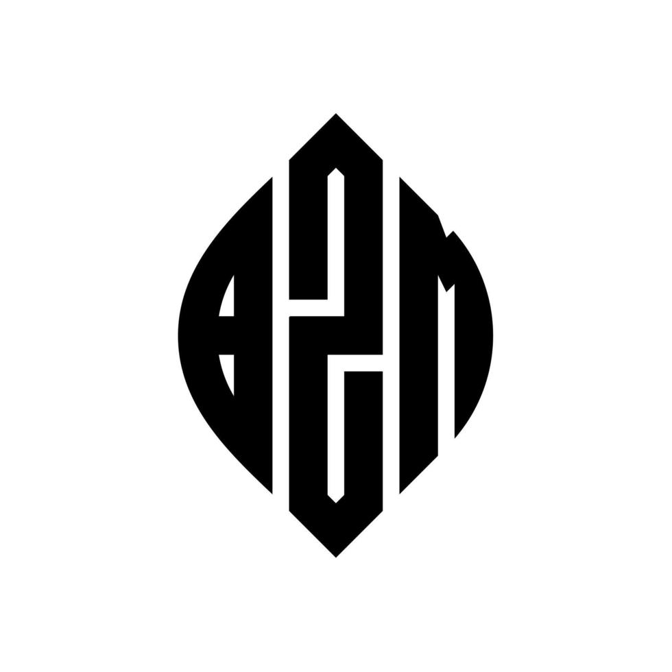bzm-Kreisbuchstaben-Logo-Design mit Kreis- und Ellipsenform. bzm ellipsenbuchstaben mit typografischem stil. Die drei Initialen bilden ein Kreislogo. bzm-Kreis-Emblem abstrakter Monogramm-Buchstaben-Markenvektor. vektor