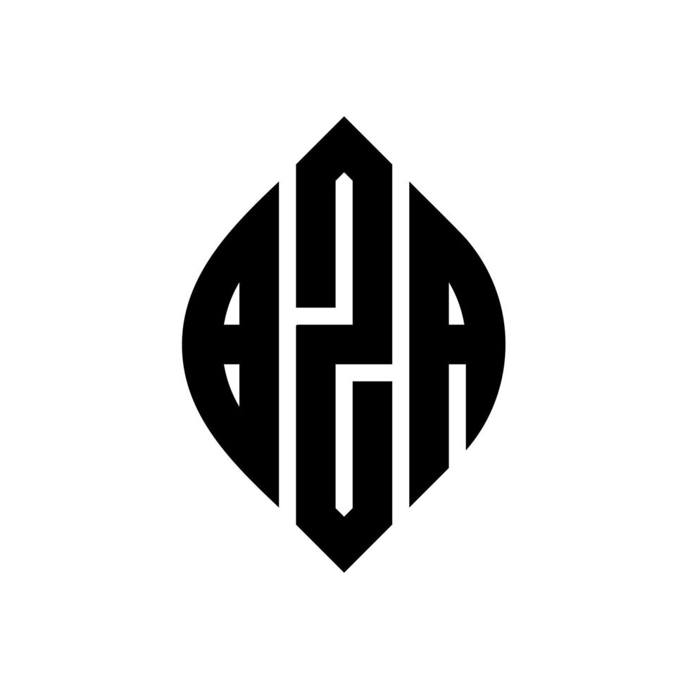 bza-Kreisbuchstaben-Logo-Design mit Kreis- und Ellipsenform. bza ellipsenbuchstaben mit typografischem stil. Die drei Initialen bilden ein Kreislogo. bza-Kreis-Emblem abstrakter Monogramm-Buchstaben-Markenvektor. vektor