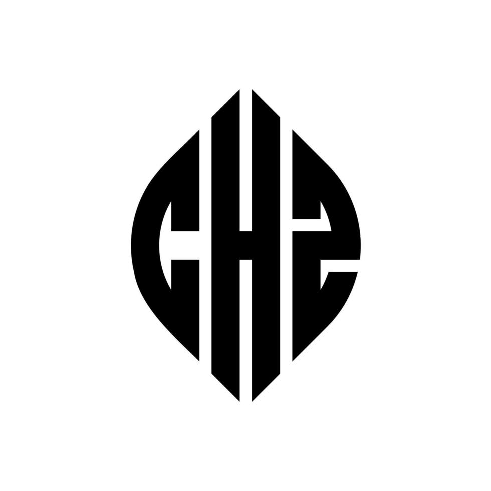 chz-Kreis-Buchstaben-Logo-Design mit Kreis- und Ellipsenform. chz ellipsenbuchstaben mit typografischem stil. Die drei Initialen bilden ein Kreislogo. chz-Kreis-Emblem abstrakter Monogramm-Buchstaben-Markierungsvektor. vektor