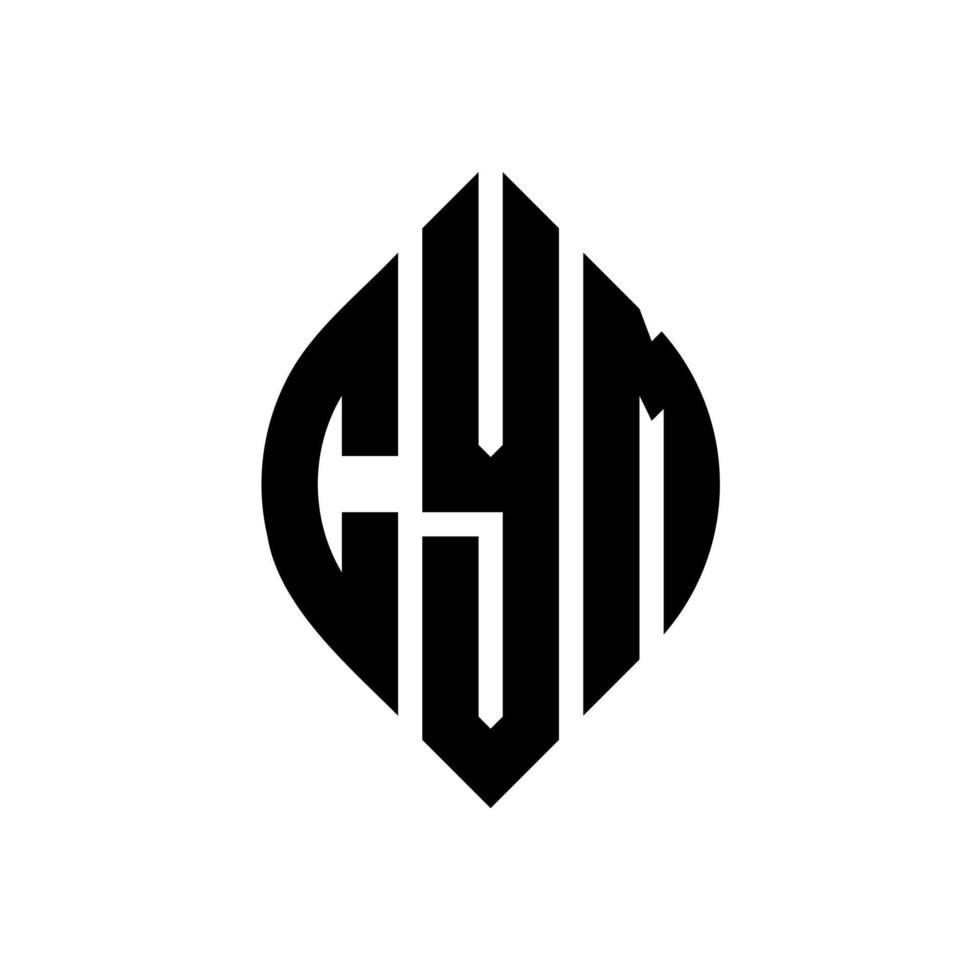 Cym-Kreis-Buchstaben-Logo-Design mit Kreis- und Ellipsenform. Cym-Ellipsenbuchstaben mit typografischem Stil. Die drei Initialen bilden ein Kreislogo. Cym-Kreis-Emblem abstrakter Monogramm-Buchstaben-Markierungsvektor. vektor