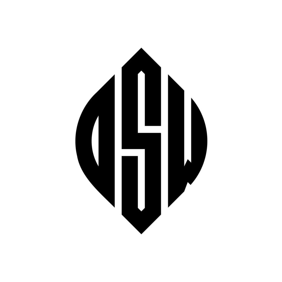 dsw-Kreisbuchstaben-Logo-Design mit Kreis- und Ellipsenform. dsw Ellipsenbuchstaben mit typografischem Stil. Die drei Initialen bilden ein Kreislogo. dsw-Kreis-Emblem abstrakter Monogramm-Buchstaben-Markierungsvektor. vektor