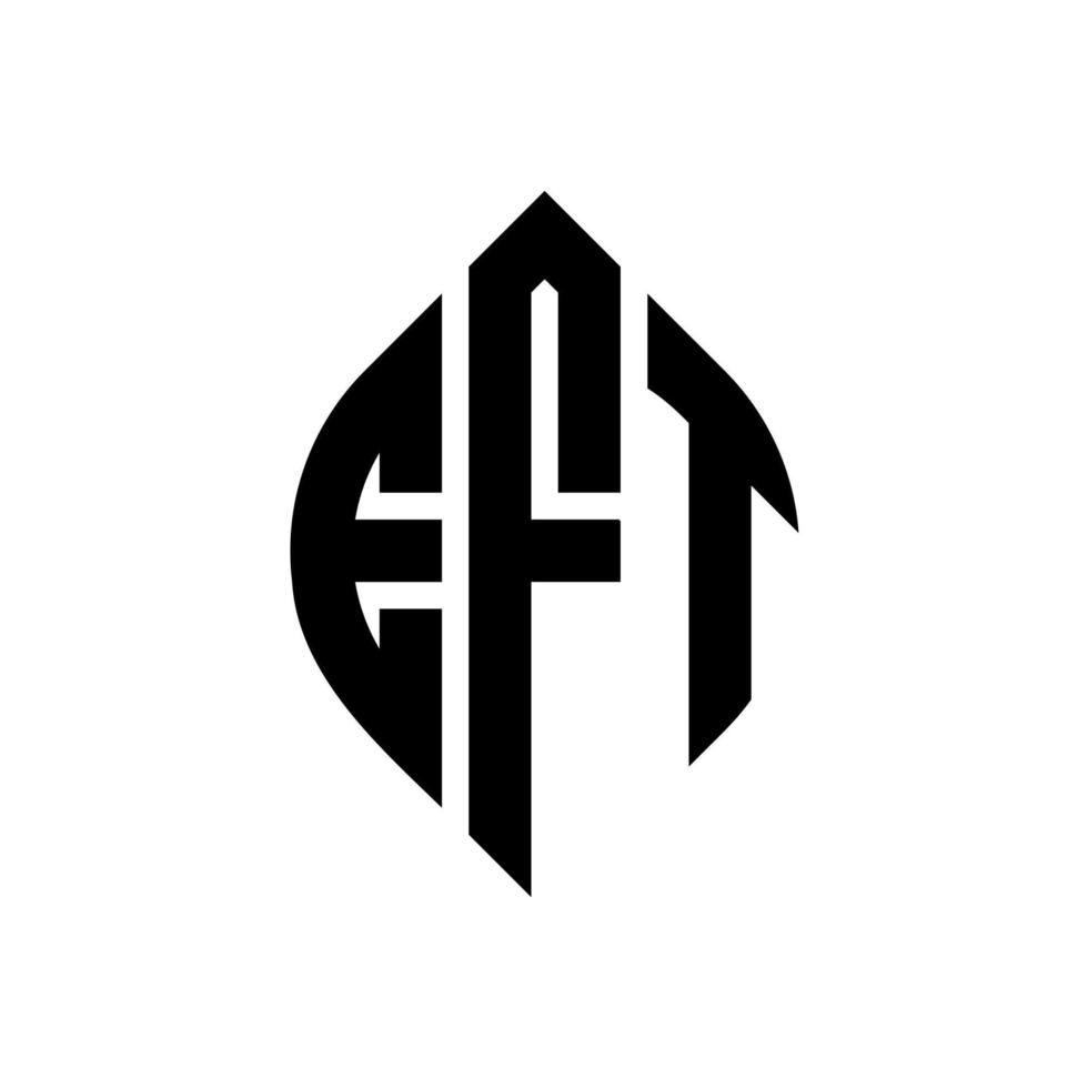 EFT-Kreis-Buchstaben-Logo-Design mit Kreis- und Ellipsenform. Eft Ellipsenbuchstaben mit typografischem Stil. Die drei Initialen bilden ein Kreislogo. EFT-Kreis-Emblem abstrakter Monogramm-Buchstaben-Markenvektor. vektor