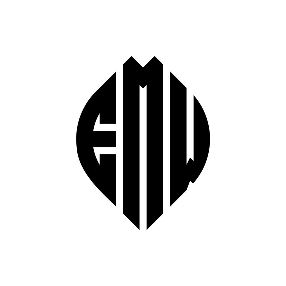 emw-Kreisbuchstaben-Logo-Design mit Kreis- und Ellipsenform. emw Ellipsenbuchstaben mit typografischem Stil. Die drei Initialen bilden ein Kreislogo. EMW-Kreis-Emblem abstrakter Monogramm-Buchstaben-Markierungsvektor. vektor