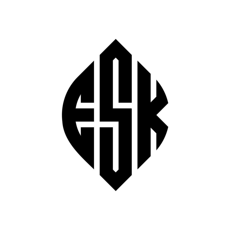 Esk-Kreis-Buchstaben-Logo-Design mit Kreis- und Ellipsenform. Esk Ellipsenbuchstaben mit typografischem Stil. Die drei Initialen bilden ein Kreislogo. Esk-Kreis-Emblem abstrakter Monogramm-Buchstaben-Markenvektor. vektor