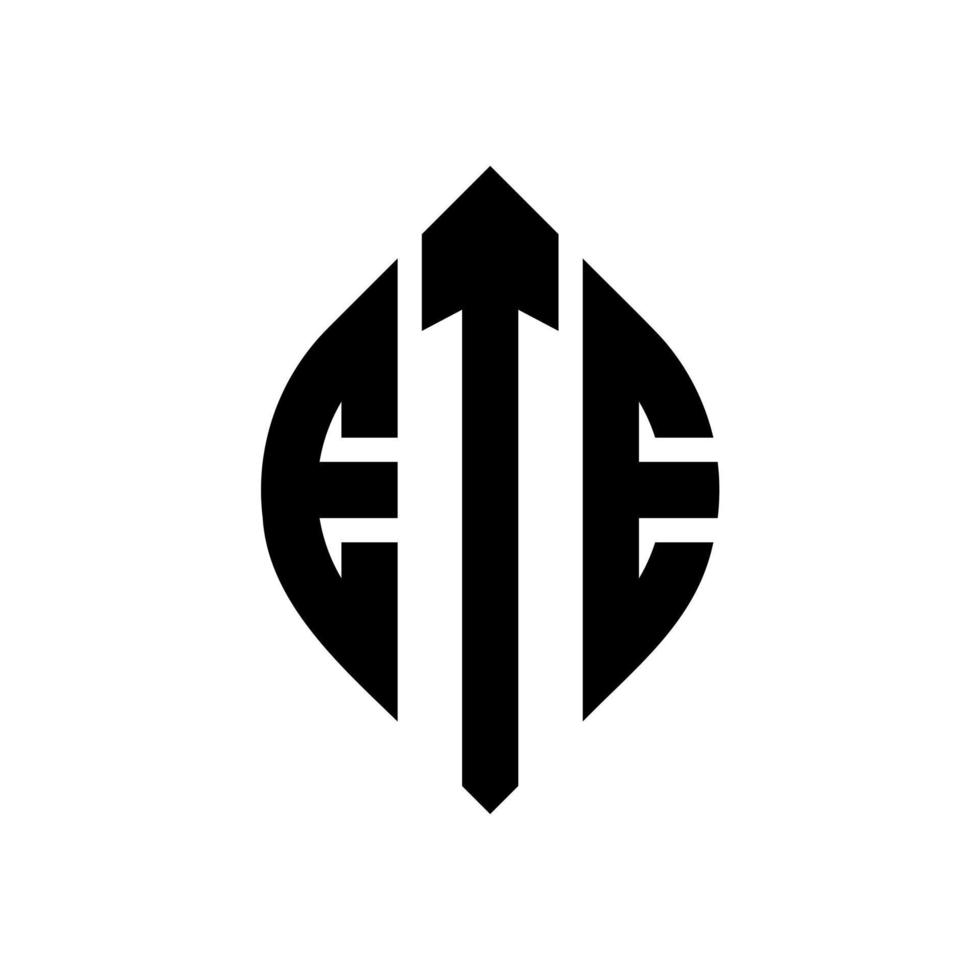 ete-Kreis-Buchstaben-Logo-Design mit Kreis- und Ellipsenform. ete Ellipsenbuchstaben mit typografischem Stil. Die drei Initialen bilden ein Kreislogo. ete-Kreis-Emblem abstrakter Monogramm-Buchstaben-Markierungsvektor. vektor