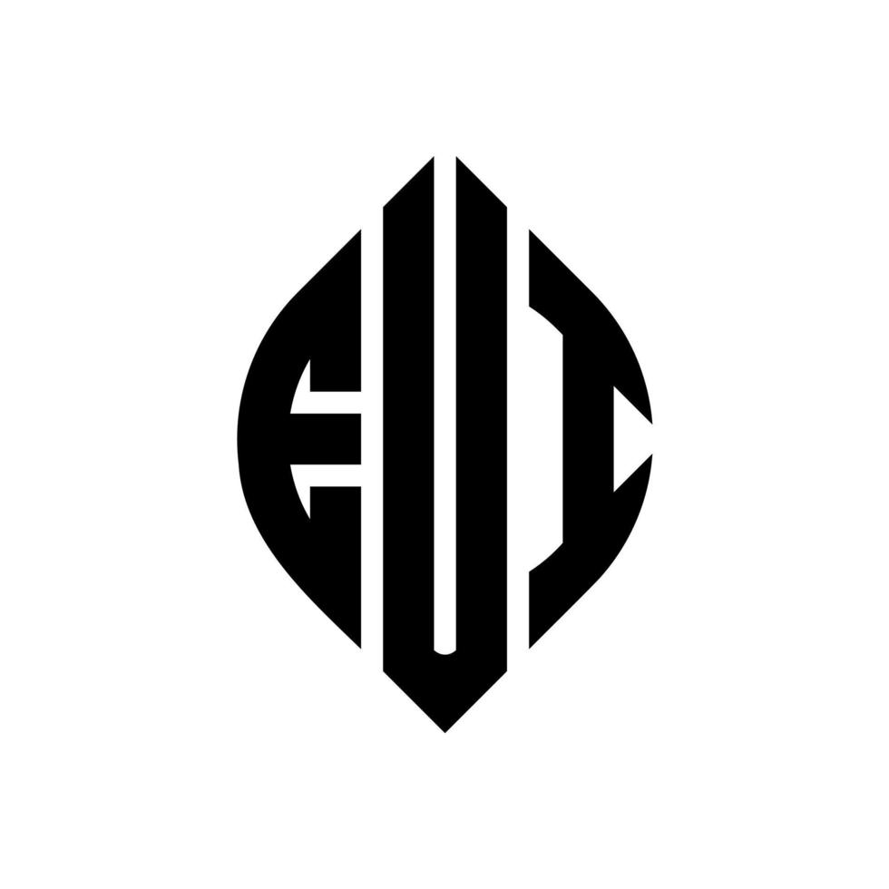 eui-Kreis-Buchstaben-Logo-Design mit Kreis- und Ellipsenform. eui-ellipsenbuchstaben mit typografischem stil. Die drei Initialen bilden ein Kreislogo. EUI-Kreis-Emblem abstrakter Monogramm-Buchstaben-Markierungsvektor. vektor