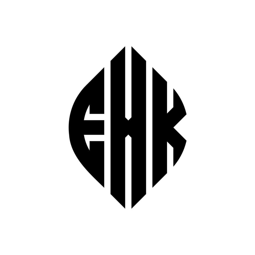 exc-Kreis-Buchstaben-Logo-Design mit Kreis- und Ellipsenform. exk ellipsenbuchstaben mit typografischem stil. Die drei Initialen bilden ein Kreislogo. exk-Kreis-Emblem abstrakter Monogramm-Buchstaben-Markenvektor. vektor