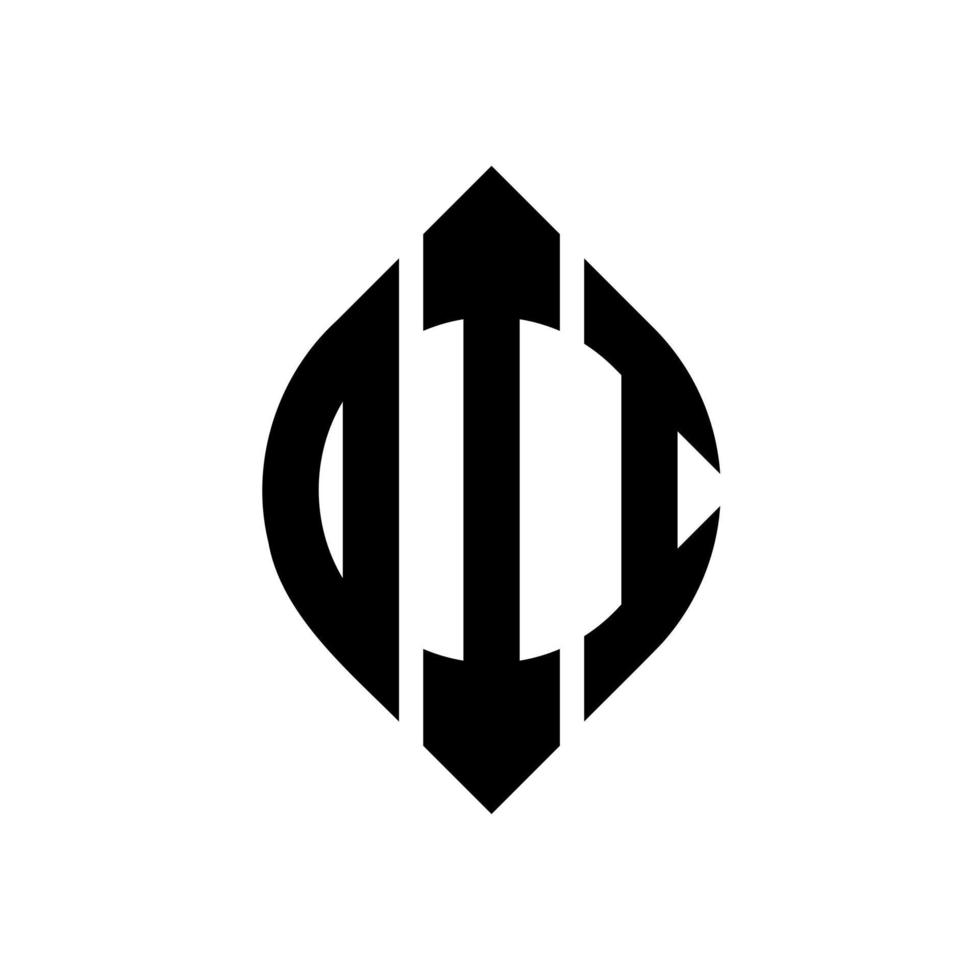 dii cirkelbokstavslogotypdesign med cirkel- och ellipsform. dii ellipsbokstäver med typografisk stil. de tre initialerna bildar en cirkellogotyp. dii cirkel emblem abstrakt monogram bokstav märke vektor. vektor