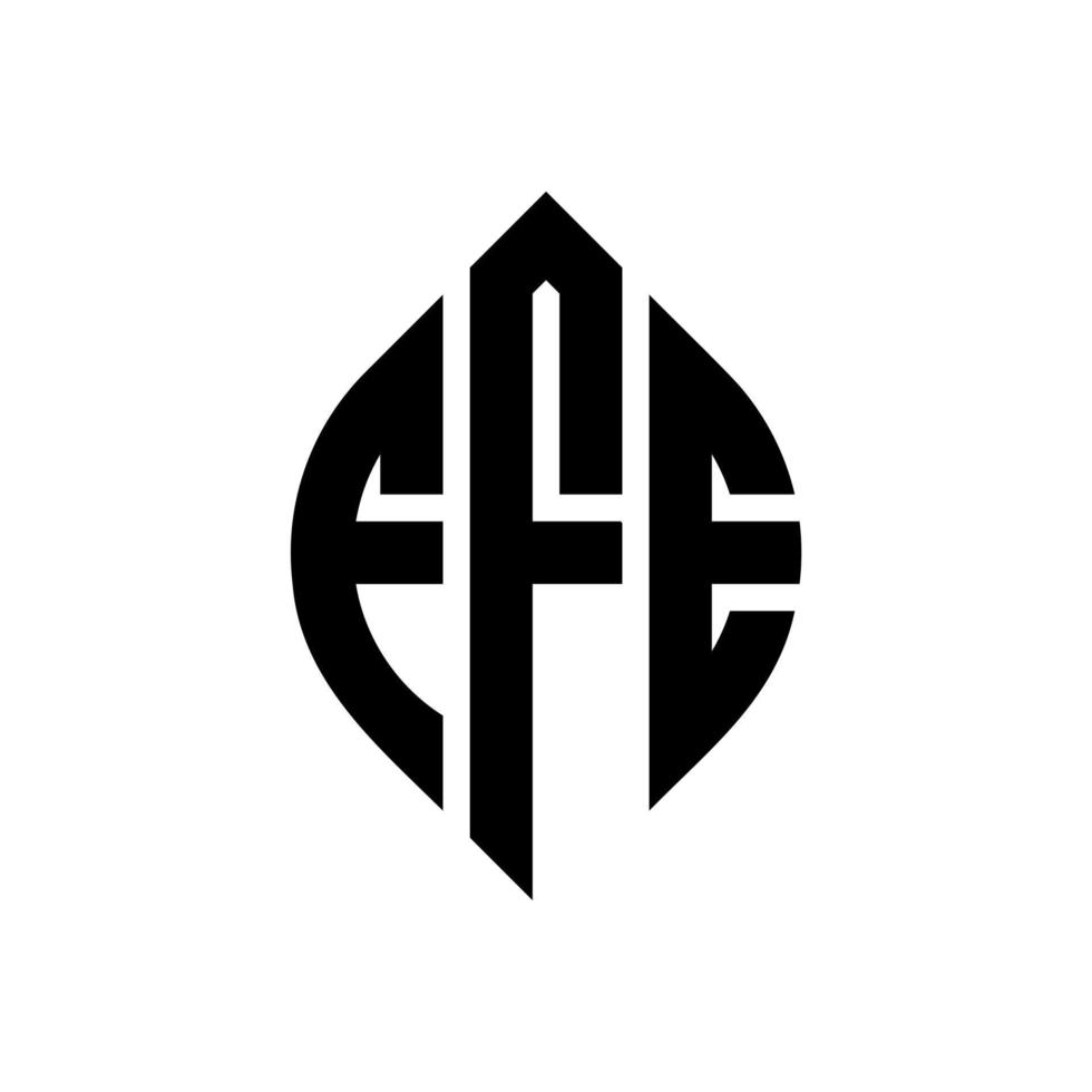 ffe-Kreis-Buchstaben-Logo-Design mit Kreis- und Ellipsenform. ffe Ellipsenbuchstaben mit typografischem Stil. Die drei Initialen bilden ein Kreislogo. ffe-Kreis-Emblem abstrakter Monogramm-Buchstaben-Markierungsvektor. vektor
