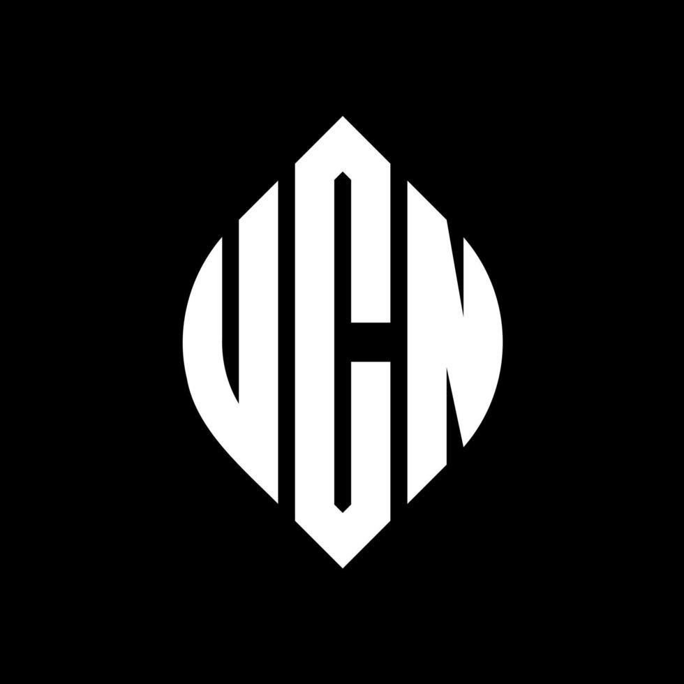 ucn-Kreisbuchstaben-Logo-Design mit Kreis- und Ellipsenform. ucn ellipsenbuchstaben mit typografischem stil. Die drei Initialen bilden ein Kreislogo. ucn-Kreis-Emblem abstrakter Monogramm-Buchstaben-Markierungsvektor. vektor